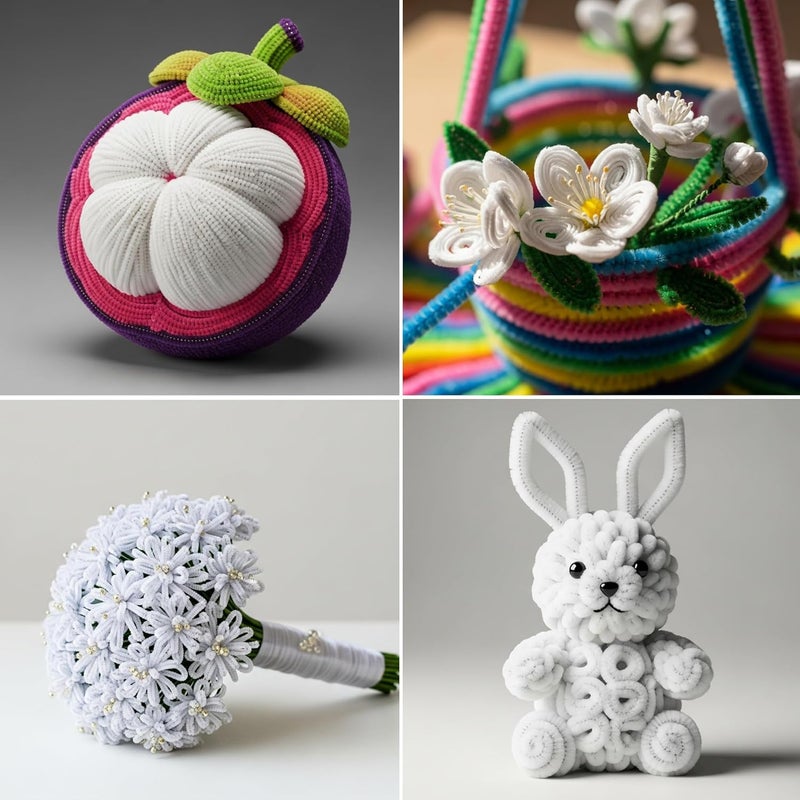 Caydo 100 Pieces White Pipe Cleaners Craft Supplies Flexible Chenille Stems for DIY Crafts Project and Christmas Decoration, 6 mm x 12 Inch - Image 3